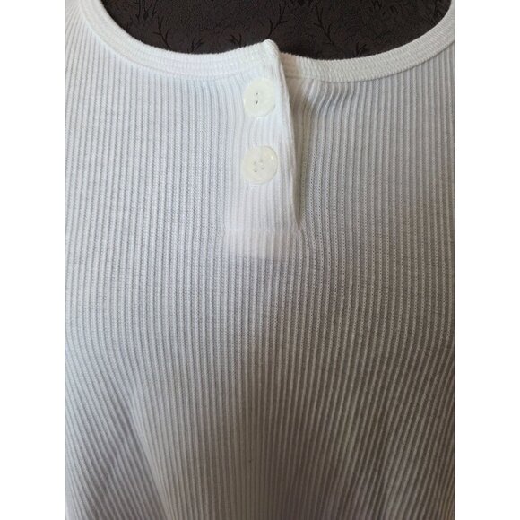 L.A. Blues Womens White Ribbed Henley Top Size 22/24W Cotton Blend Long Sleeve - Picture 2 of 7